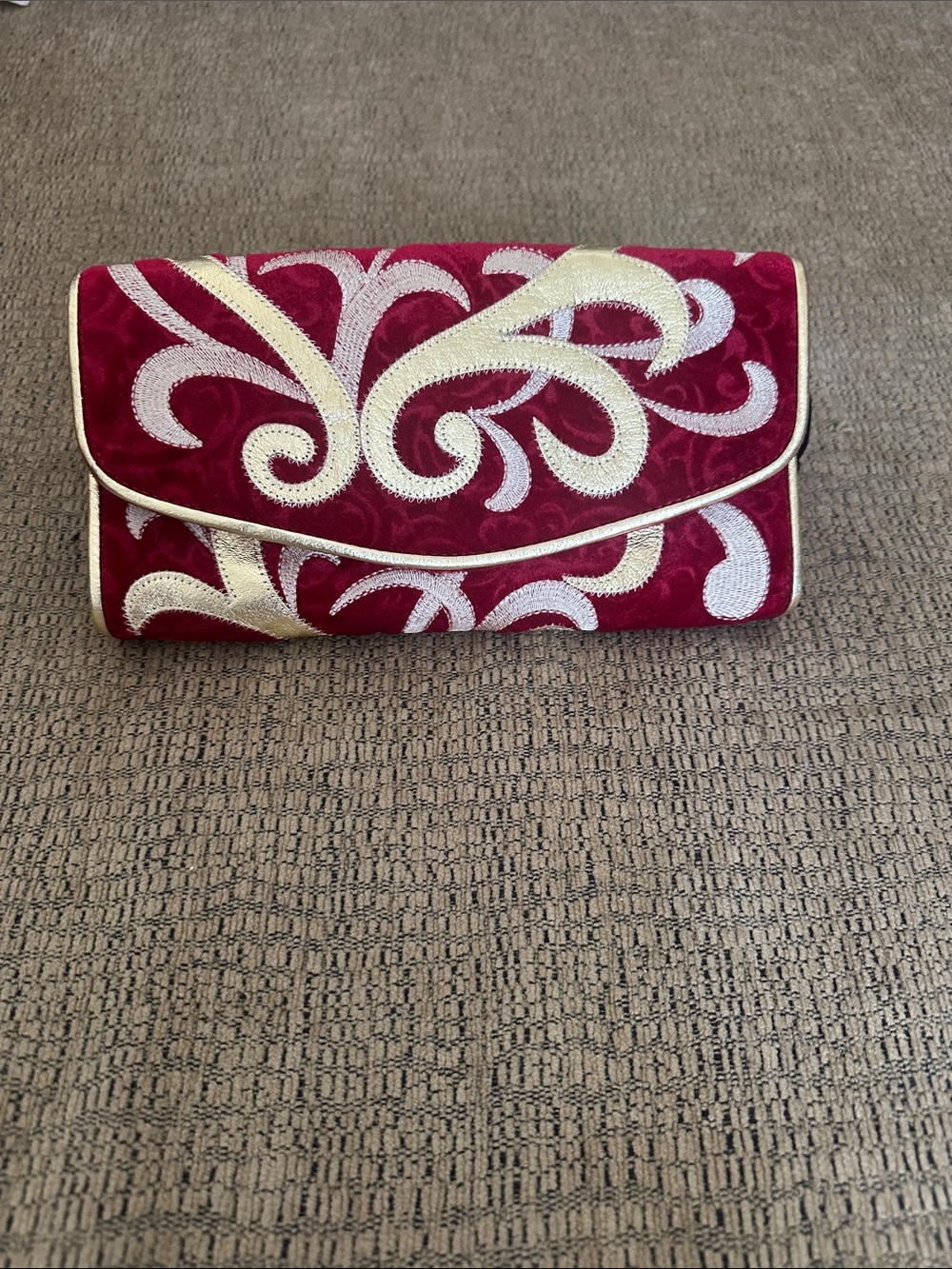 Elegant Red andgold Embroidered Clutch